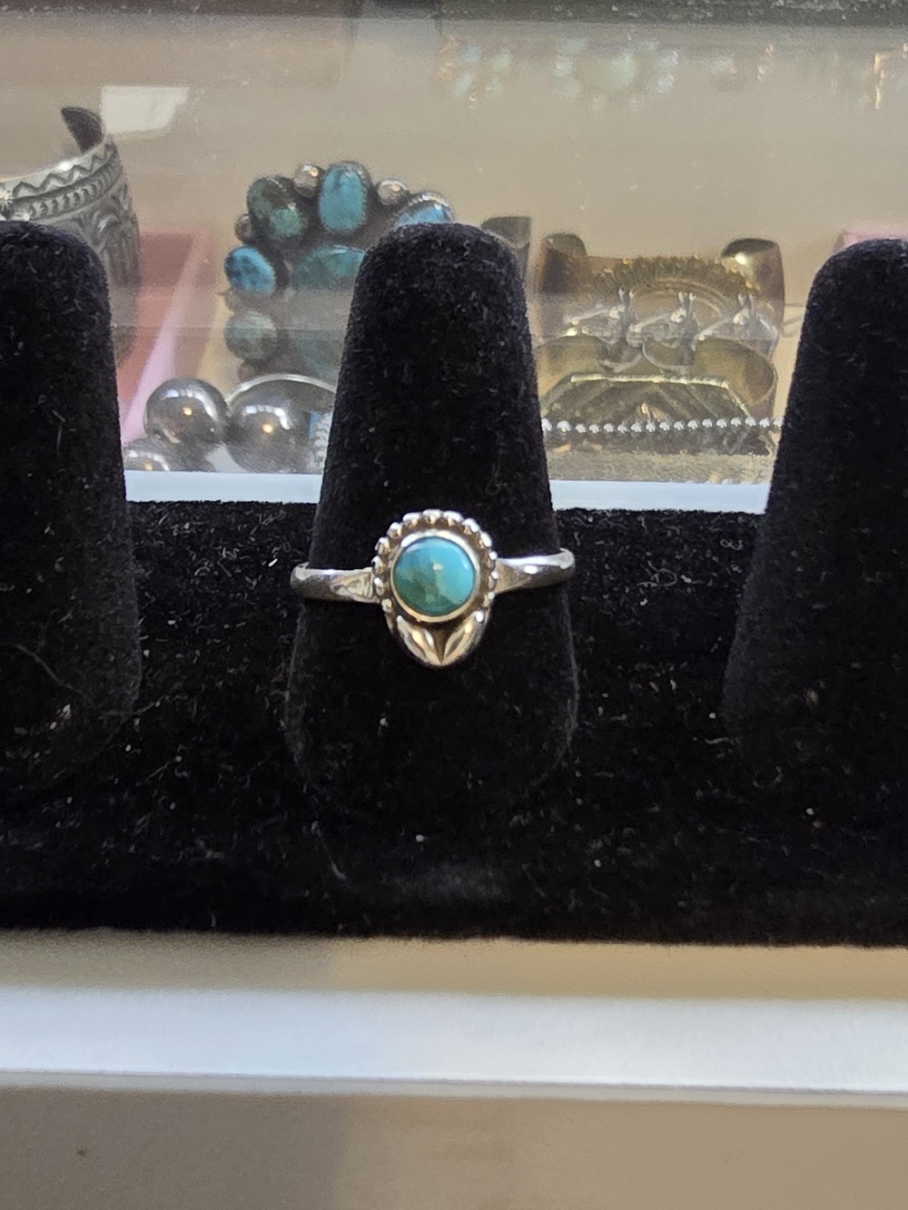 Sterling Silver Turquoise Accent Ring Sz 7.5